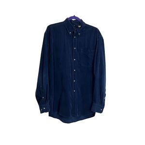 Butterfield Stage Blue Corduroy Long Sleeve Budweiser Button Up Shirt Mens Sz M